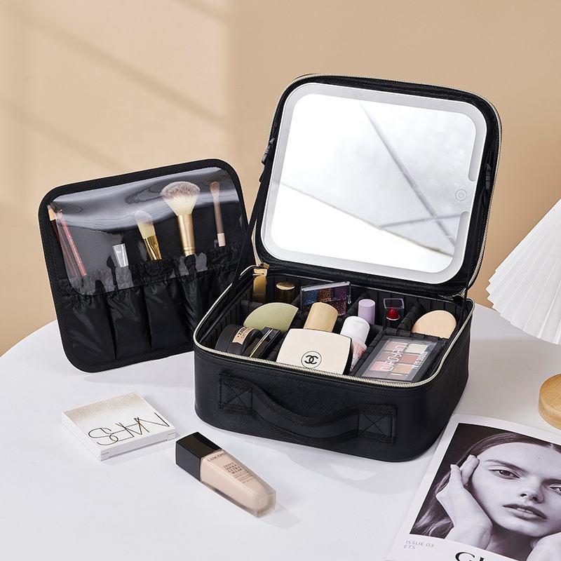 Malette de Maquillage Professionnelle avec Miroir et LED