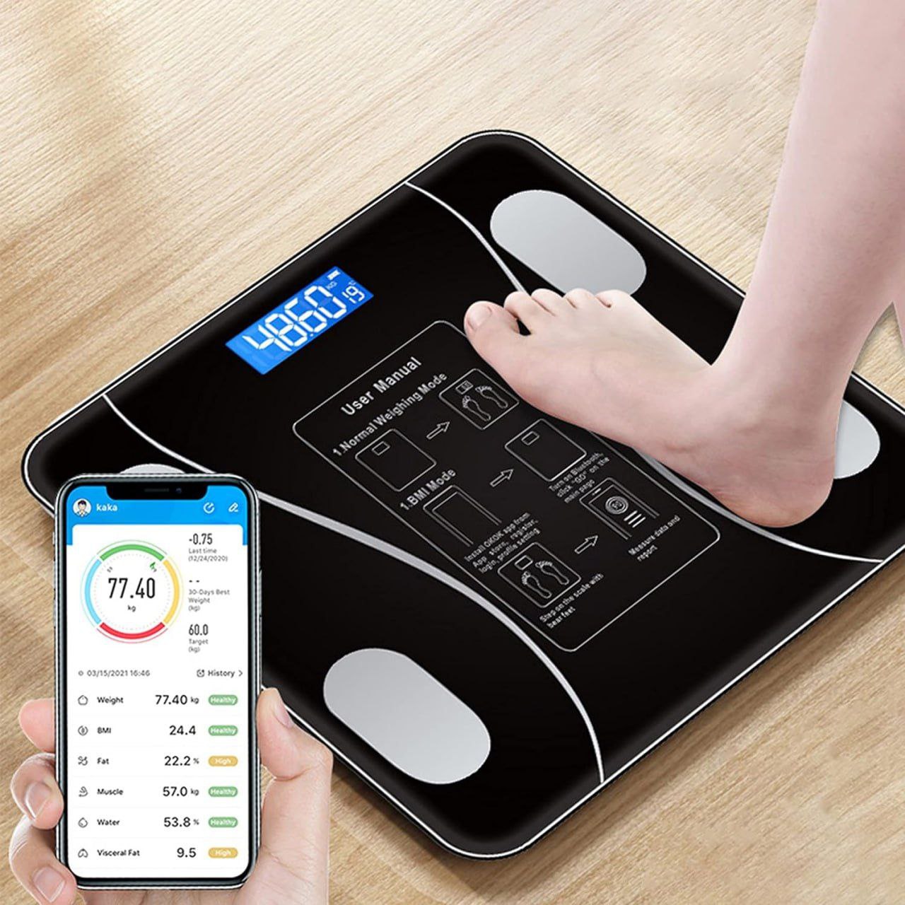 Balance Électronique avec Analyse Complète du Corps et Connexion Bluetooth