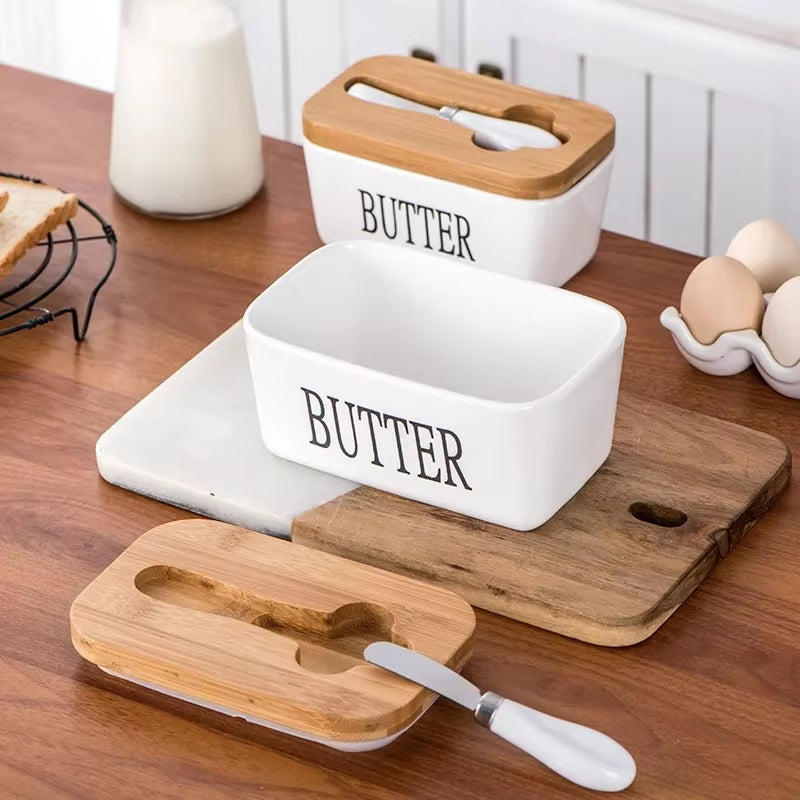 Boîtes en Céramique avec Couvercles en Bois – Élégance et Praticité