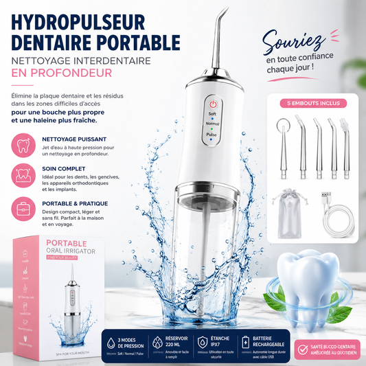 Hydropulseur Dentaire Portable – Nettoyage Interdentaire en Profondeur.