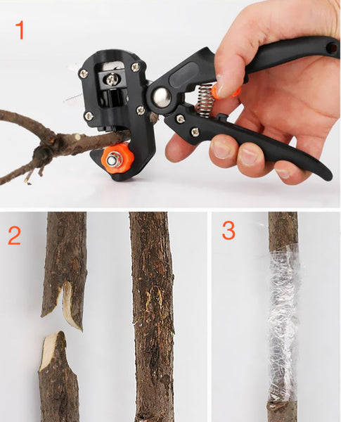 Sécateur de Greffe 2 en 1 avec 3 Lames Interchangeables pour Arbres et Plantes