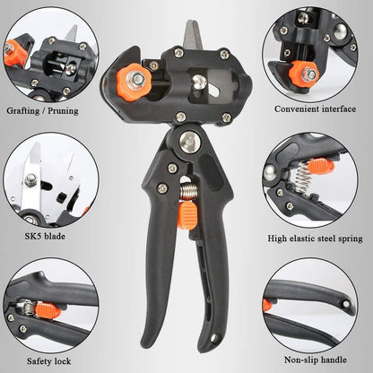 Sécateur de Greffe 2 en 1 avec 3 Lames Interchangeables pour Arbres et Plantes